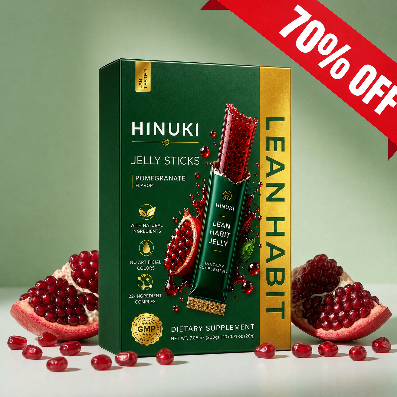 Hinuki Lean Habit jelly sticks pomegranate flavor package