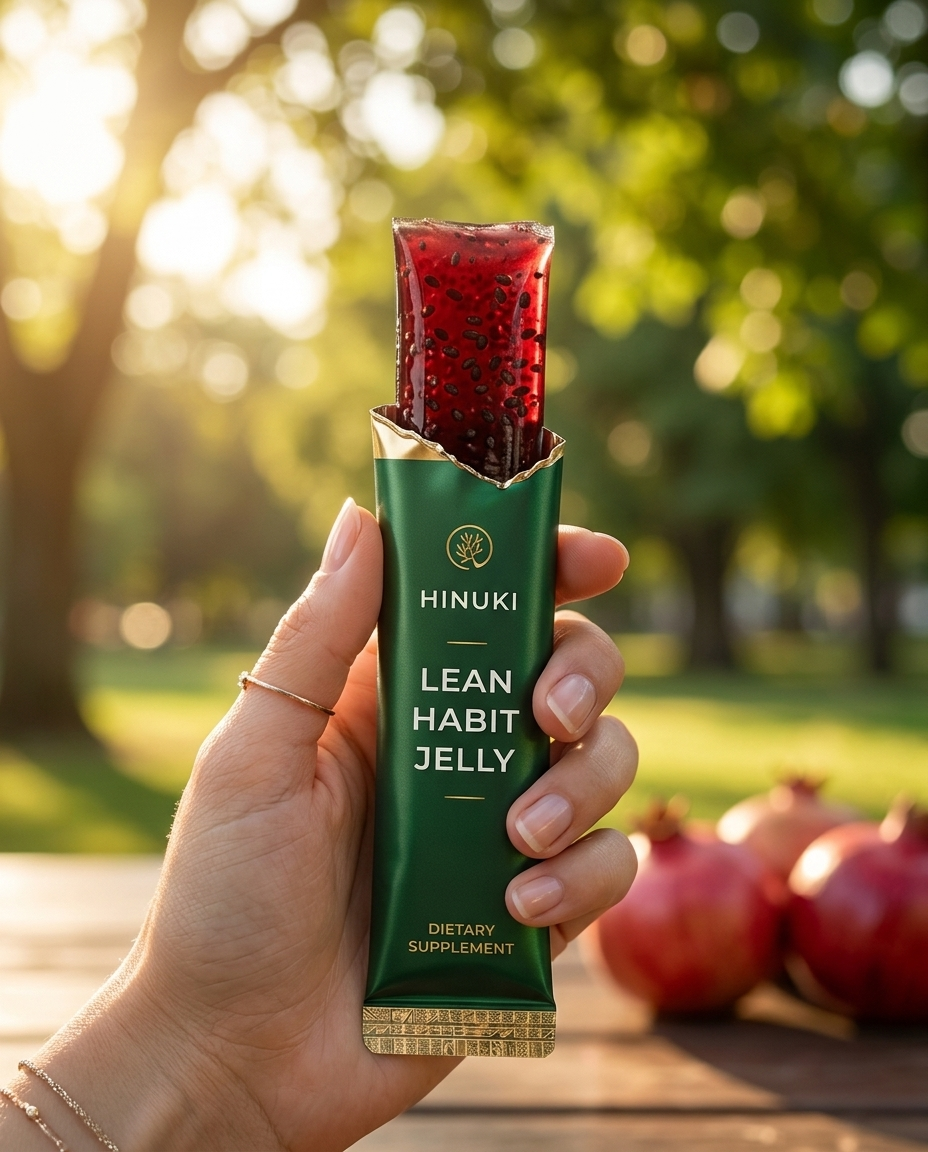 Candid phone photo of a hand holding an opened Hinuki jelly stick in a sunny green park